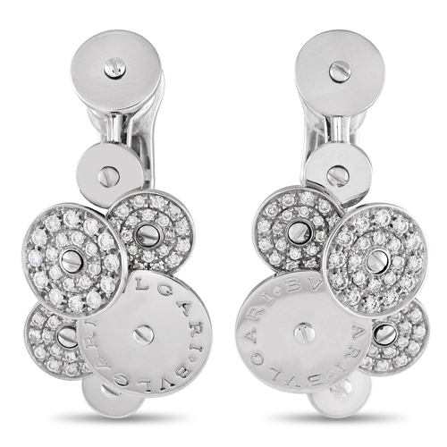 584 - A pair of Bvlgari Cicladi 18K White Gold 1.25ct Diamond Clip-On Earrings. Circular shapes and sparkl... 