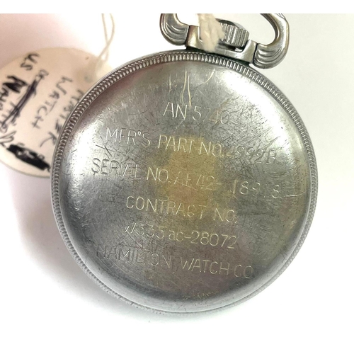 2 - A Military WW2 US Navy navigation Hamilton pocket watch 4992B , 22 jewel. In working order. Ref: Lu1