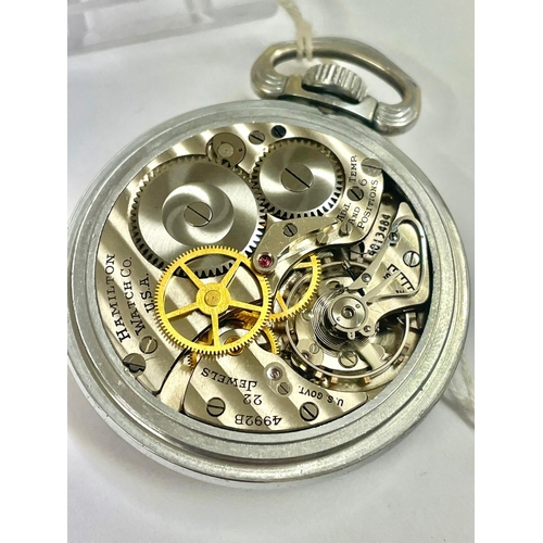 2 - A Military WW2 US Navy navigation Hamilton pocket watch 4992B , 22 jewel. In working order. Ref: Lu1