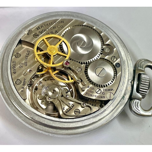 2 - A Military WW2 US Navy navigation Hamilton pocket watch 4992B , 22 jewel. In working order. Ref: Lu1