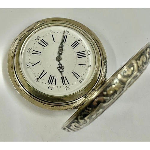 204 - A Gustave sandoz c1800s half hunter pocket watch , winds from the back. Very unusual piece. As found... 