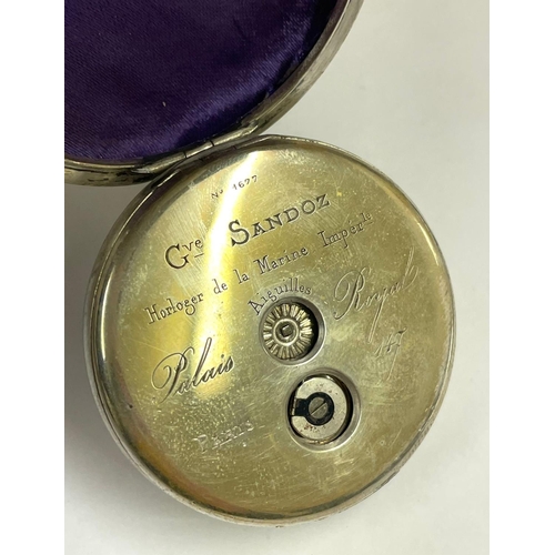 204 - A Gustave sandoz c1800s half hunter pocket watch , winds from the back. Very unusual piece. As found... 