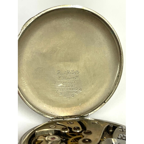 459 - A 14K gold filled art deco pocket watch Paul Valette. As found. Ref: Lu10