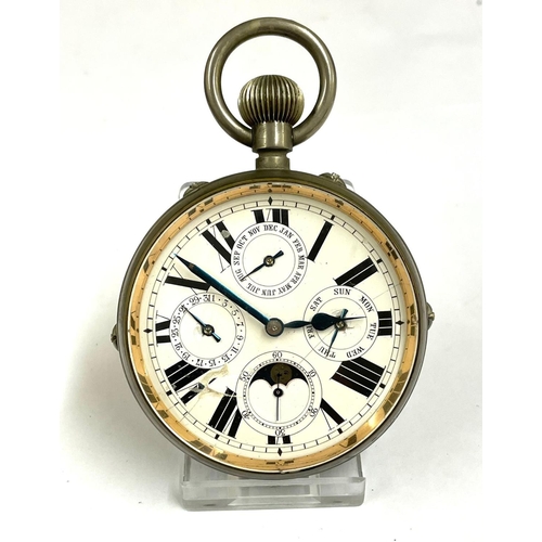 9 - A vintage Goliath moonphase pocket watch. Ticks when shaken. As found. Ref: Lu2