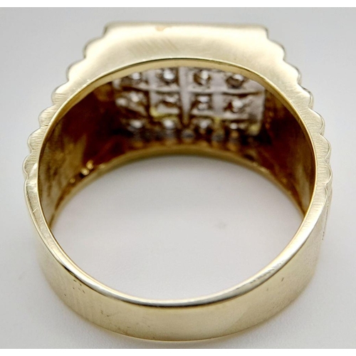 100 - A 9K YELLOW GOLD DIAMOND SET ROLEX DESIGN RING 0.50CT 7.9G TOTAL WEIGHT, SIZE S. Ref: SC 2035