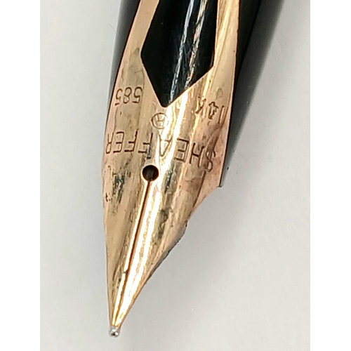 105 - Vintage SHEAFFER FOUNTAIN PEN finished in brushed stainless steel . Having a 14 Carat Gold Nib. Exce... 