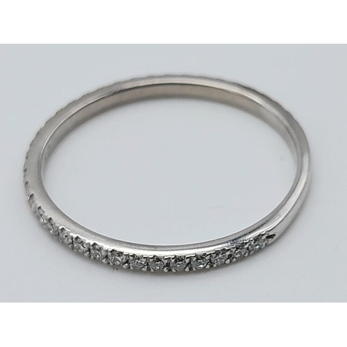 212 - AN 18K WHITE GOLD ALMOST FULL SET DIAMOND ETERNITY RING 0.30CT , 1.5G TOTAL WEIGHT, SIZE N 1/2. Ref:... 