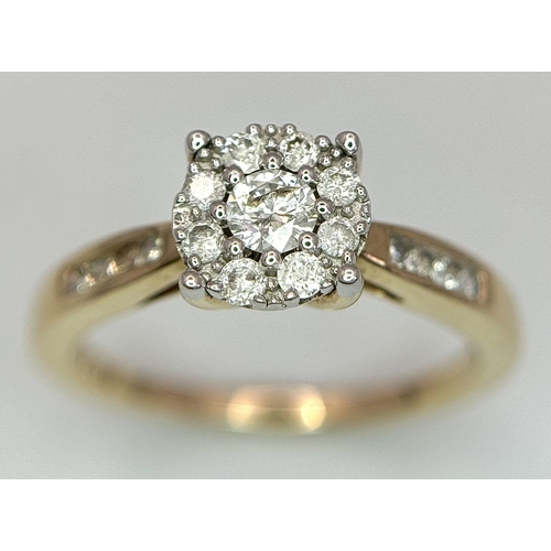 234 - A 9K YELLOW GOLD DIAMOND RING 0.32CT , 2.7G TOTAL WEIGHT, SIZE L. Ref: 9259