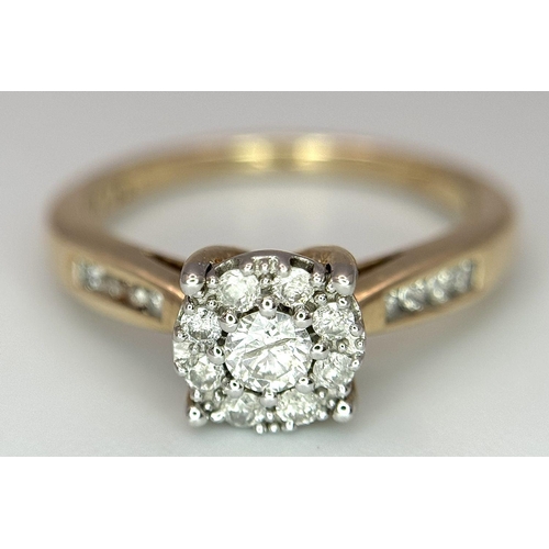 234 - A 9K YELLOW GOLD DIAMOND RING 0.32CT , 2.7G TOTAL WEIGHT, SIZE L. Ref: 9259