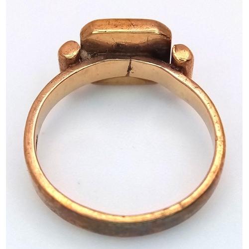 299 - A 9K YELLOW GOLD ‘A’ INITIAL SIGNET RING, 2.9G TOTAL WEIGHT, SIZE F 1/2. REF: SH1841I