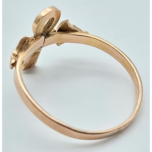 404 - A 14K ROSE GOLD ANKH RING 1.2G TOTAL WEIGHT, SIZE I 1/2. Ref: SC 2041