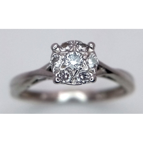 475 - A 9K WHITE GOLD DIAMOND RING 0.15CT 1.5G TOTAL WEIGHT, SIZE J. Ref: SC 2015