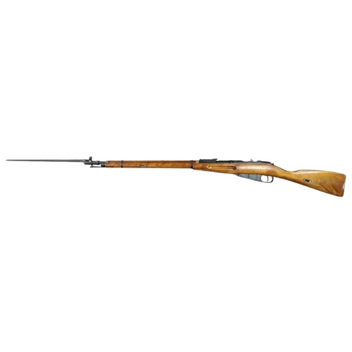 480 - A WW2 Era Deactivated Rusiian Mossin Nagant Bolt Action Rifle with Bayonet. 28.75 inch barrel length... 