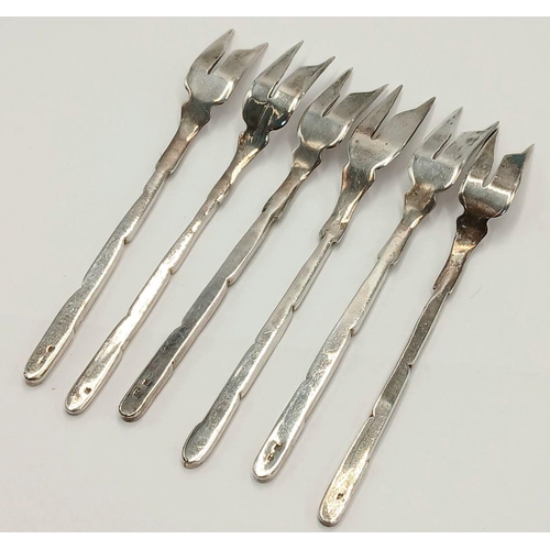 98 - Fabulous vintage set of SILVER and MALACHITE Cake/Patisserie Forks. Originally purchased from the SI... 