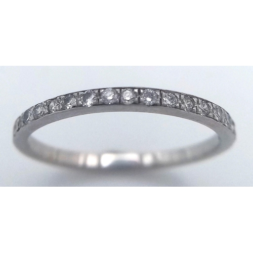 219 - AN 18K WHITE GOLD ( TESTED ) DIAMOND BAND RING 0.20CT , 1.3G TOTAL WEIGHT, SIZE M 1/2. Ref: SC 2045