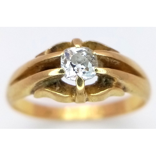 38 - AN 18K YELLOW GOLD GYPSY SET OLD CUT DIAMOND SOLITAIRE RING 0.30CT , 4G TOTAL WEIGHT. Ref: SC 9010