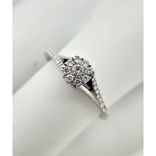 558 - A 9K WHITE GOLD DIAMOND RING 0.20CT 1.8G TOTAL WEIGHT, SIZE L. Ref: SC 2019