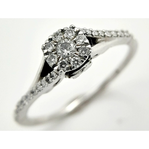 558 - A 9K WHITE GOLD DIAMOND RING 0.20CT 1.8G TOTAL WEIGHT, SIZE L. Ref: SC 2019