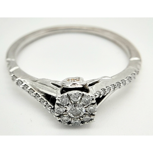 558 - A 9K WHITE GOLD DIAMOND RING 0.20CT 1.8G TOTAL WEIGHT, SIZE L. Ref: SC 2019