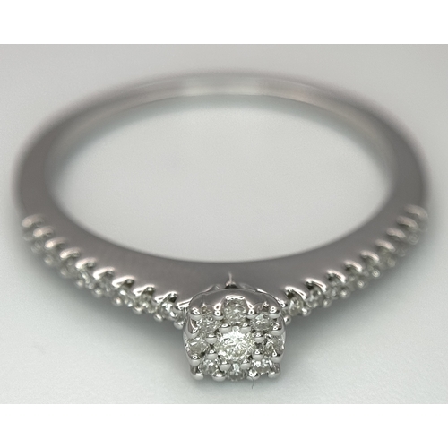 586 - A 9K WHITE GOLD DIAMOND RING 0.15CT, 2.2G TOTAL WEIGHT, SIZE P. Ref: 9255