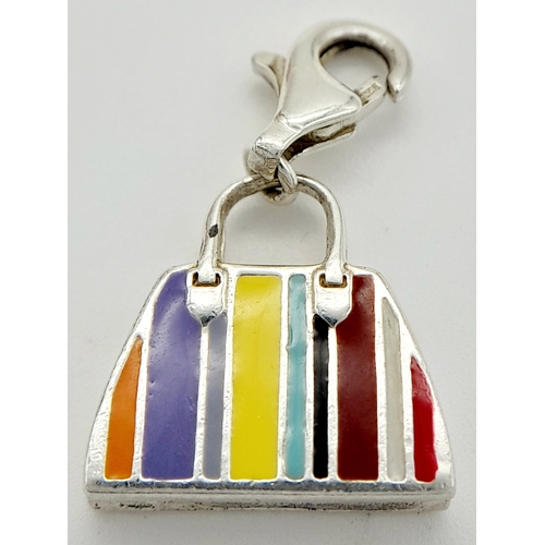 1070 - A STERLING SILVER ENAMELLED HANDBAG CHARM. 4.4G. RPM2017.