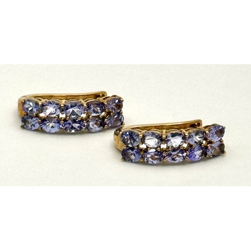 151 - A 9K YELLOW GOLD PAIR OF EARRINGS SET WITH IOLITE STONES. 4.1G. JB7100