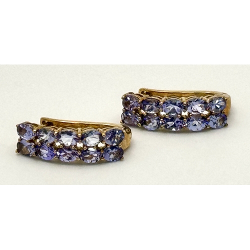 151 - A 9K YELLOW GOLD PAIR OF EARRINGS SET WITH IOLITE STONES. 4.1G. JB7100