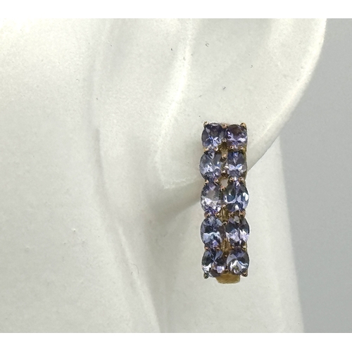 151 - A 9K YELLOW GOLD PAIR OF EARRINGS SET WITH IOLITE STONES. 4.1G. JB7100