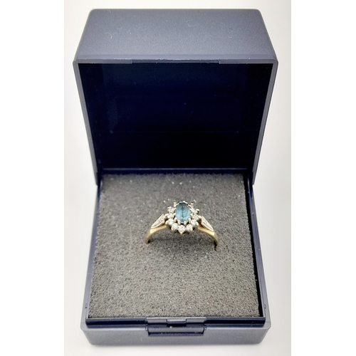 224 - Extremely attractive 9 CARAT GOLD and TANZANITE RING. Consisting an Oval Cut 0.33 carat Tanzanite se... 