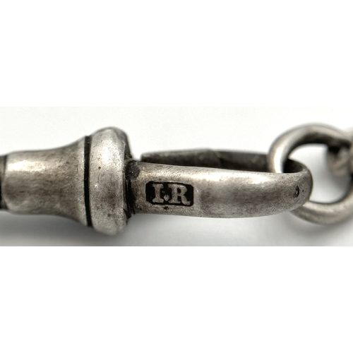 259 - Antique SILVER WATCH CHAIN. Hallmark for Rosenthal, Birmingham circa 1900. All links SILVER stamped.... 