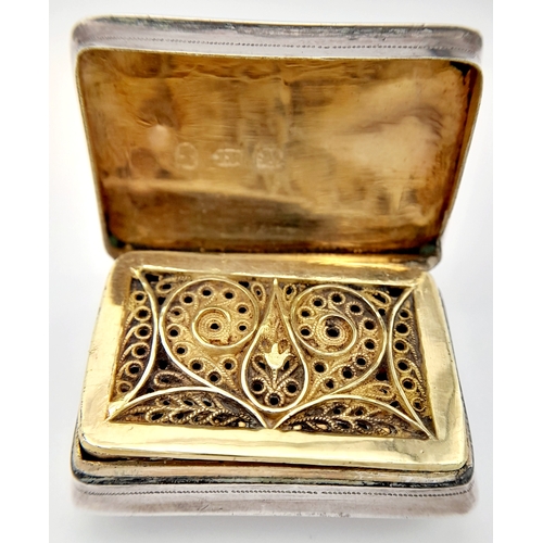 35 - Antique GEORGE III SILVER VINAIGRETTE. Clear hallmark for Joseph Willmore, Birmingham circa 1800. Be... 