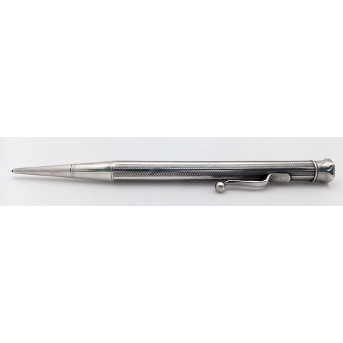 392 - Vintage SOLID SILVER PROPELLING PENCIL. Attractive engine turned design. Made by the company ‘Bakers... 