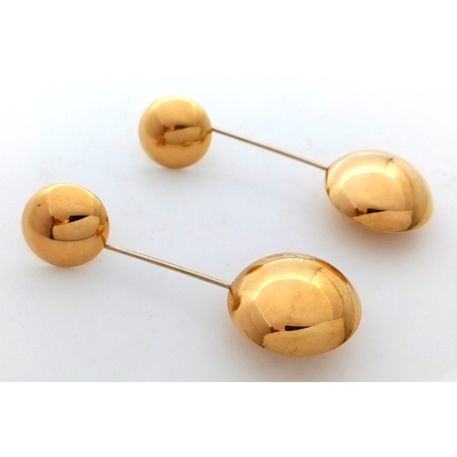 40 - A PAIR OF 18K YELLOW GOLD BALL DROP EARRINGS, 6CM LENGTH, 10.5G TOTAL WEIGHT. REF: SH1847I