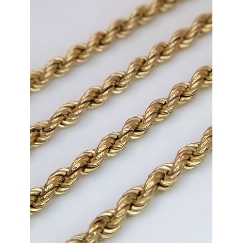 560 - Classic 9 CARAT GOLD ROPE NECKLACE. Fully hallmarked. Longer length at 59 cm. Approx 5.4 grams. Ref:... 