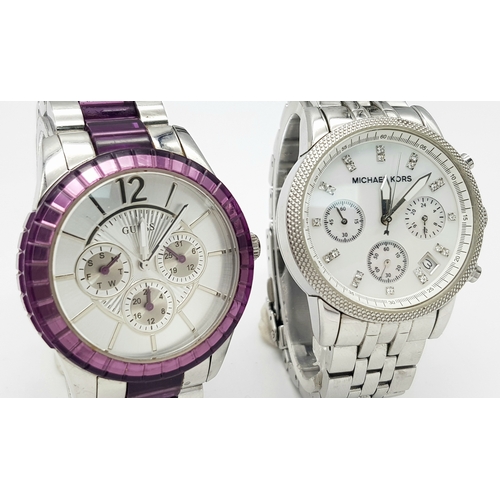 641 - Two Ladies Designer Quartz Dress Watches Comprising: 1) A Michael Kors, Mother of Pearl Face Watch M... 