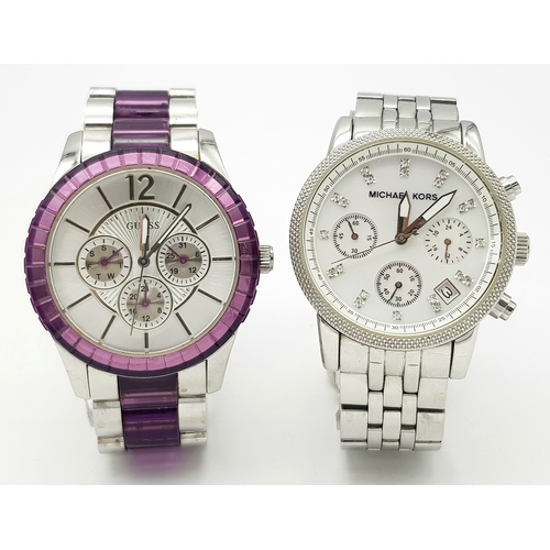 641 - Two Ladies Designer Quartz Dress Watches Comprising: 1) A Michael Kors, Mother of Pearl Face Watch M... 