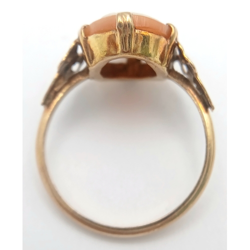 649 - A 9K Gold Cameo Ring. Size Q. 2.8g