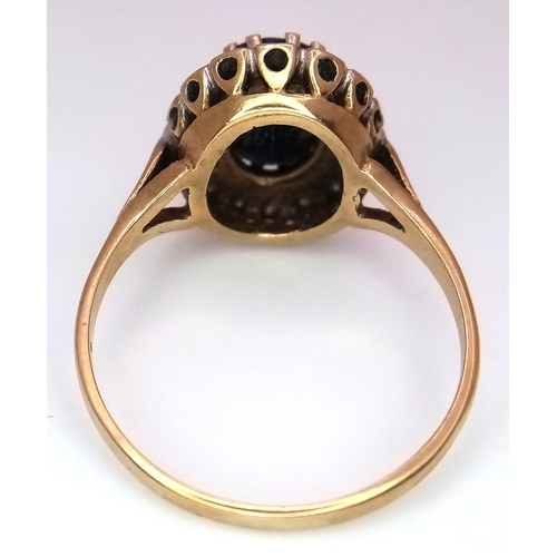 679 - A Beautiful 9 CARAT GOLD ,SPINEL and DIAMOND RING in Classic ‘DIANA’ Style. Having an oval cut SPINE... 