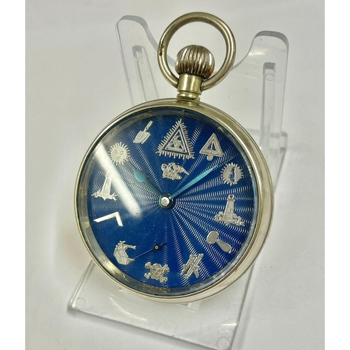 598 - A Vintage Masonic pocket watch. In working order. 
ref: Lu13