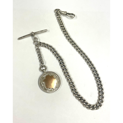 633 - A Vintage silver Albert chain & fob. Ref: Lu18