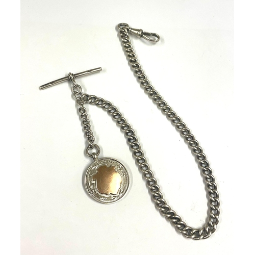 633 - A Vintage silver Albert chain & fob. Ref: Lu18