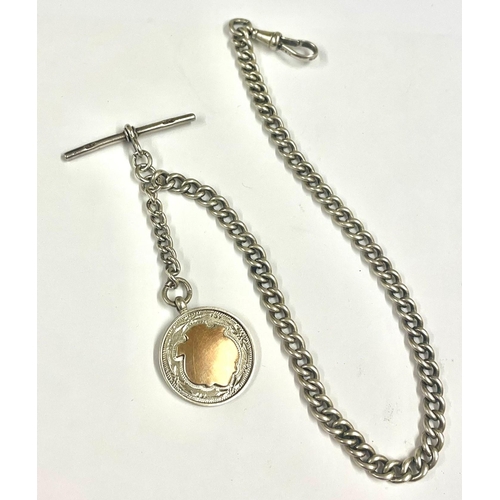 633 - A Vintage silver Albert chain & fob. Ref: Lu18