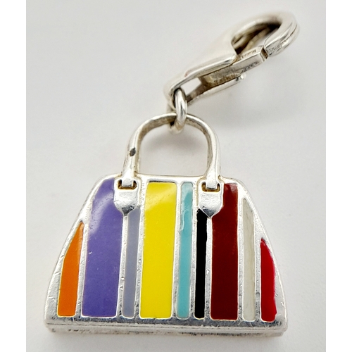 1070 - A STERLING SILVER ENAMELLED HANDBAG CHARM. 4.4G. RPM2017.