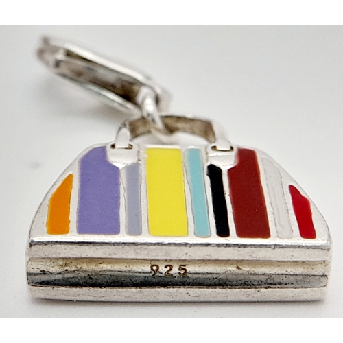 1070 - A STERLING SILVER ENAMELLED HANDBAG CHARM. 4.4G. RPM2017.