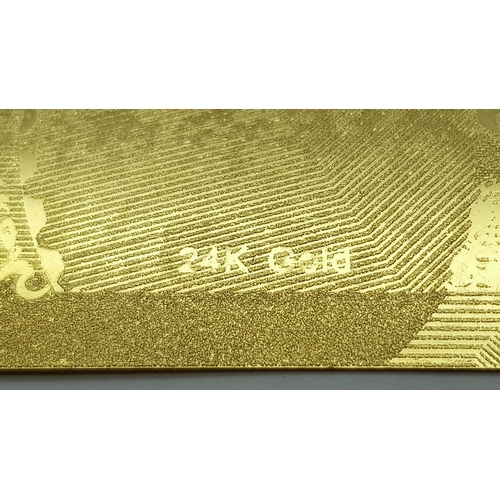 1084 - A Mint Condition Fine Gold (24 Carat) Coated £50 Bank Note. 17.5cm Length. Complete with Certificate... 