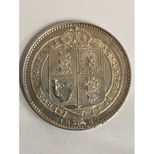 252 - 1887 SILVER SHILLING. Queen Victoria, Golden Jubilee Mintage. Condition brilliant/uncirculated. Plea... 