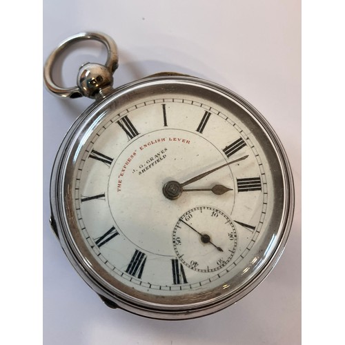 63 - Antique SILVER POCKET WATCH. Clear Makers Hallmark for Thomas Peter Hewitt, Chester 1901. Retailed b... 