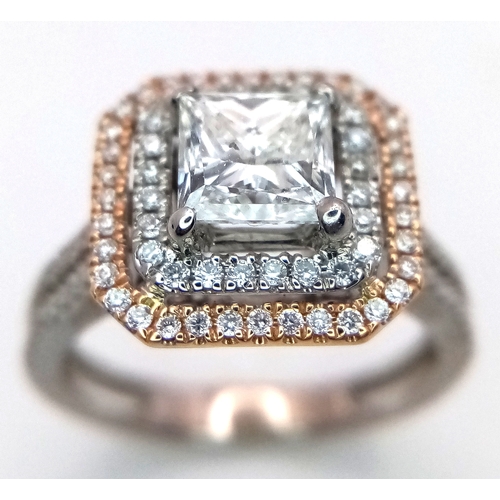 501 - A GIA Certified 18K White Gold and Diamond Ring. A modified square brilliant cut 0.97ct diamond of S... 