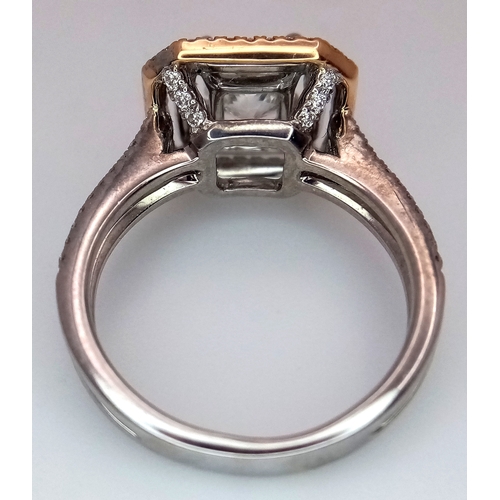 501 - A GIA Certified 18K White Gold and Diamond Ring. A modified square brilliant cut 0.97ct diamond of S... 