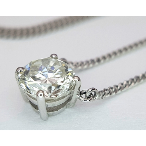 529 - A WGI Certified 18K White Gold and Diamond Pendant on an 18K White Gold Chain. 0.78 brilliant round ... 